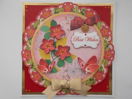 Red Fmk Best Wishes 8in Doily Decoupage Topper by BECCY WILTON