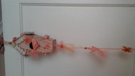 Country Coral Hanging Birdhouse/treat Box Decoration by BECCY WILTON