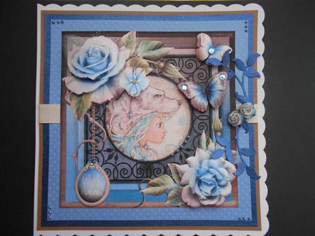 Cardtopper Blue Roses Frozen Wolf 706 by BECCY WILTON