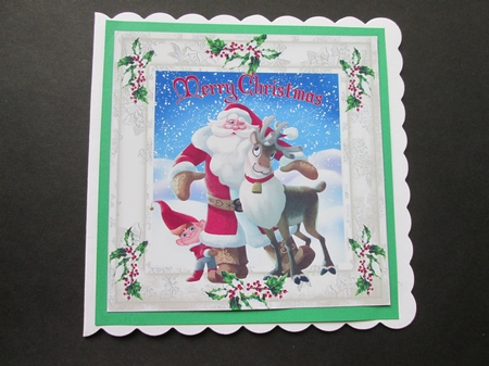 santa and friends in the snow holly frame 8x8 by BELINDA ABRAHAM