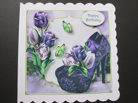 Scenic Shoes & Purple Tulips 8x8 by BELINDA ABRAHAM