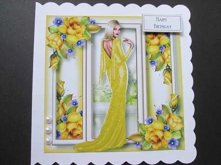 Elegance With Yellow Roses 8x8 by BELINDA ABRAHAM