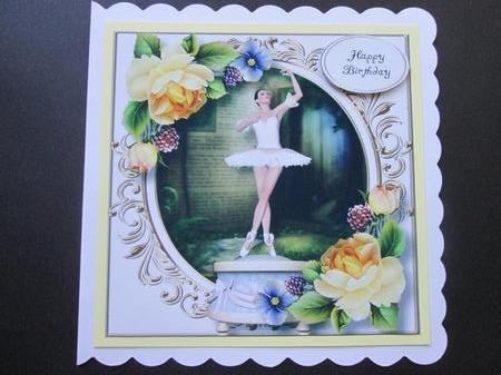 Ballerina Music Box With Yellow Roses 8x8 by BELINDA ABRAHAM