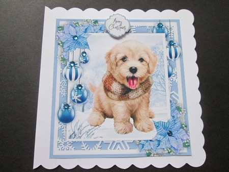 Adorable Dog With Scarf 8x8  by BELINDA ABRAHAM