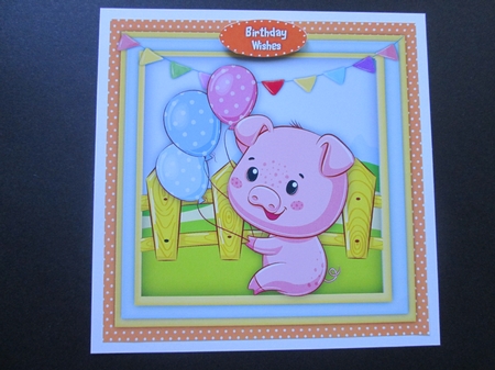 4, Cards , Cute Birthday Pigs  by BELINDA ABRAHAM