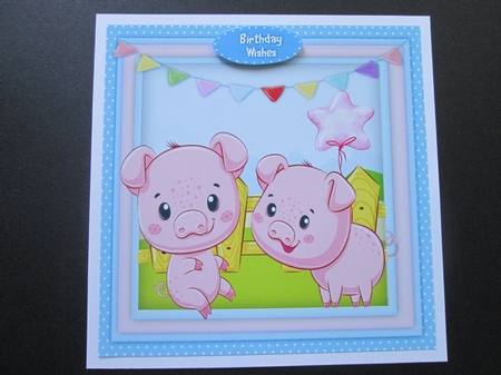 4, Cards , Cute Birthday Pigs  by BELINDA ABRAHAM