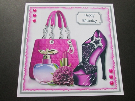 Pink and purple ladies card topper by BELINDA ABRAHAM