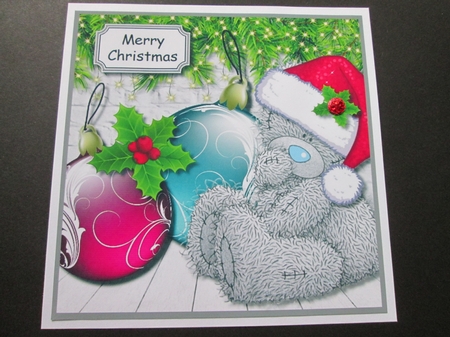 Tatty Teddy with Christmas Baubles by BELINDA ABRAHAM