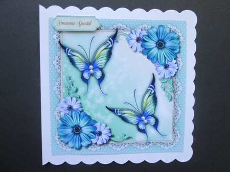 Beautiful Aqua Butterflys and Daisys  by BELINDA ABRAHAM