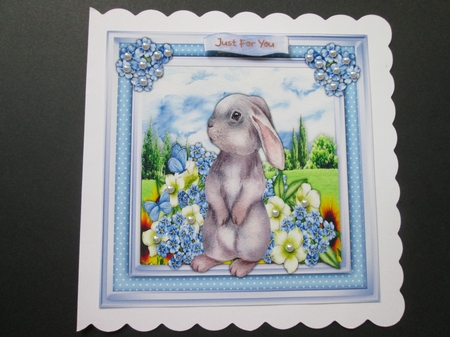 Rabbit with Blue Flowers  by BELINDA ABRAHAM