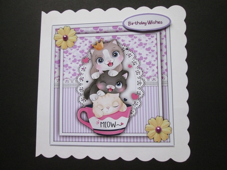 4, Beautiful  7x7 Cards Little Kittys  by BELINDA ABRAHAM