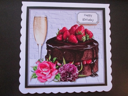 Cake, Flowers and Champagne Birthday or Mothers Day by BELINDA ABRAHAM
