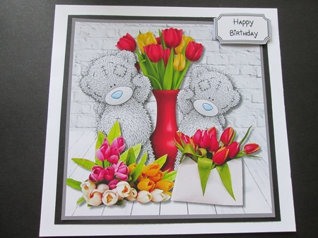 Tatty Teddy with Spring Flowers for Birthday or Mothers Day by BELINDA ABRAHAM