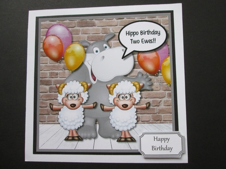 Hippo Birthday Two Ewes by BELINDA ABRAHAM