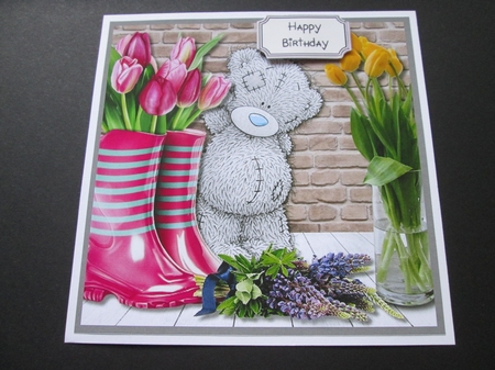 Tatty Teddy Floral card topper by BELINDA ABRAHAM