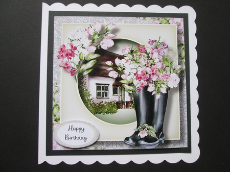 Welly Boots Of Sweet Peas 8x8 by BELINDA ABRAHAM