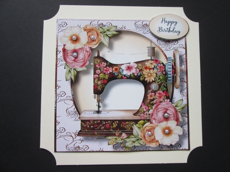 Vintage Floral Sewing Machine 2 8x8 by BELINDA ABRAHAM