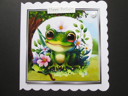  4 Cute Little Frogs in the Woodland 8x8 Cardfronts Mini Kit by BELINDA ABRAHAM