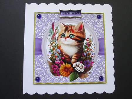 CUTE CAT WITH FLOWERS by BELINDA ABRAHAM