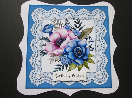  4 Pretty Blue And Lace With Pink/Blue Flowers 8x8 Mini Kit by BELINDA ABRAHAM