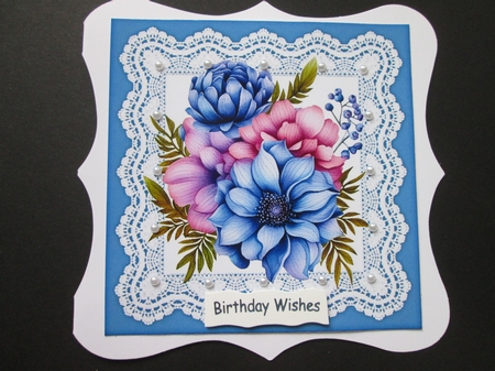  4 Pretty Blue And Lace With Pink/Blue Flowers 8x8 Mini Kit by BELINDA ABRAHAM