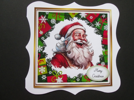 4 Festive Jolly Santas Smiling  8x8 Card Fronts Mini Kit  (Set Two) by BELINDA ABRAHAM
