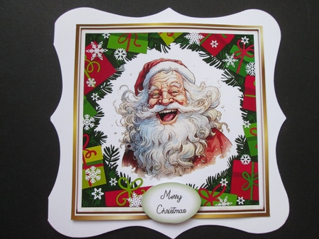 4 Festive Jolly Santas Smiling  8x8 Card Fronts Mini Kit  (Set Two) by BELINDA ABRAHAM