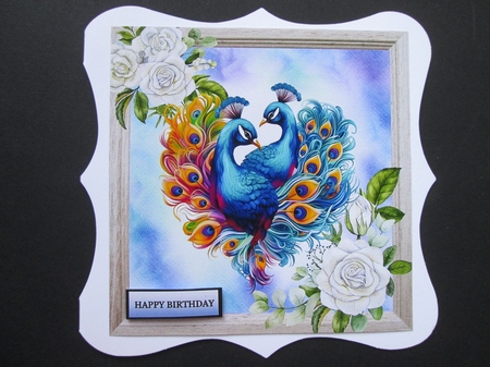 Beautiful Peacocks  With  White Roses 4  8x8 Card Fronts Mini Kit by BELINDA ABRAHAM