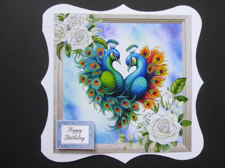 Beautiful Peacocks  With  White Roses 4  8x8 Card Fronts Mini Kit by BELINDA ABRAHAM