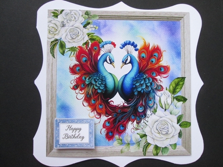 Beautiful Peacocks  With  White Roses 4  8x8 Card Fronts Mini Kit by BELINDA ABRAHAM