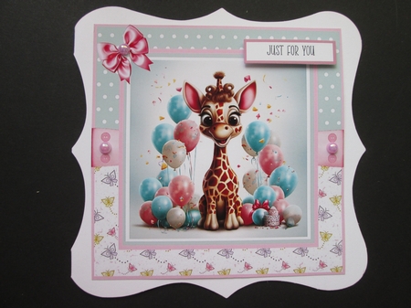 Birthday Giraffe 8x8 Inch Quick Card #1 by BELINDA ABRAHAM