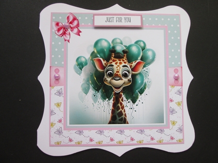 Birthday Giraffe 8x8 Inch Quick Card #2 by BELINDA ABRAHAM