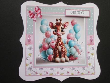 Birthday Giraffe 8x8 Inch Quick Card #3 by BELINDA ABRAHAM