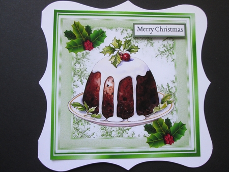 4 Lovely Christmas Cakes With Holly 8x8 Card Fronts (SET ONE) by BELINDA ABRAHAM
