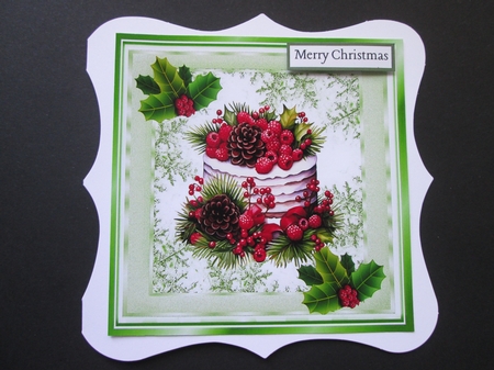 4 Lovely Christmas Cakes With Holly 8x8 Card Fronts (SET ONE) by BELINDA ABRAHAM