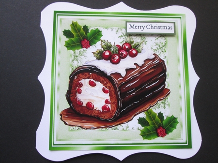 4 Lovely Christmas Cakes With Holly 8x8 Card Fronts (SET ONE) by BELINDA ABRAHAM