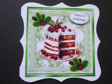 4 Lovely Christmas Cakes With Holly 8x8 Card Fronts (SET ONE) by BELINDA ABRAHAM