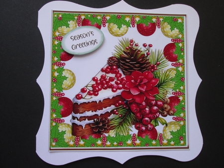 4 Lovely Yummy Christmas Cakes With Baubles 8x8 Card Fronts (SET TWO) by BELINDA ABRAHAM
