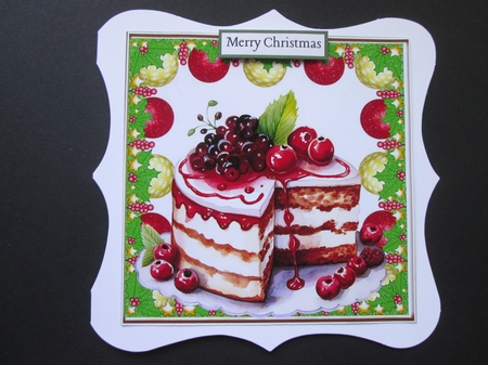4 Lovely Yummy Christmas Cakes With Baubles 8x8 Card Fronts (SET TWO) by BELINDA ABRAHAM