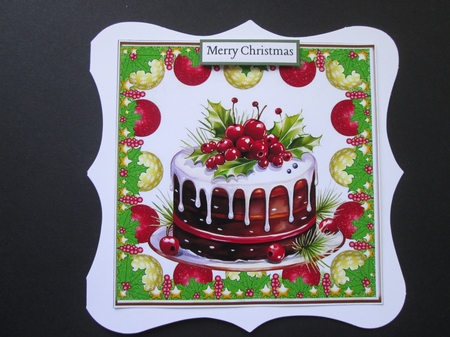 4 Lovely Yummy Christmas Cakes With Baubles 8x8 Card Fronts (SET TWO) by BELINDA ABRAHAM