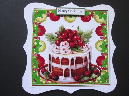 4 Lovely Yummy Christmas Cakes With Baubles 8x8 Card Fronts (SET TWO) by BELINDA ABRAHAM