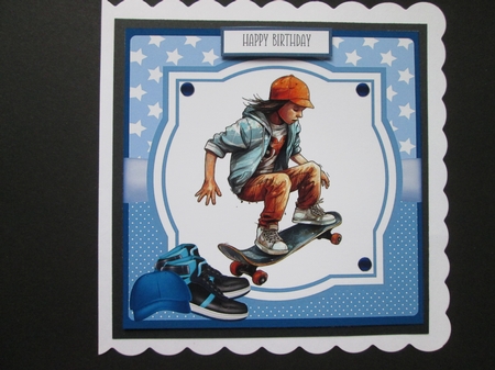 Skateboard Kid #4 8x8 Quick Card by BELINDA ABRAHAM