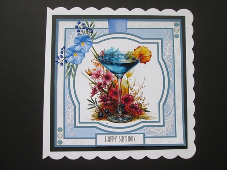 Blue and Green Lagoon Cocktails #2 8x8 Quick Card by BELINDA ABRAHAM