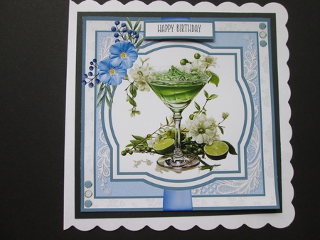 Blue and Green Lagoon Cocktails #4 8x8 Quick Card by BELINDA ABRAHAM
