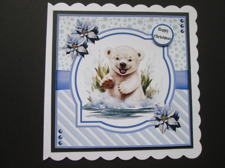 Splish Splash Polar Bear 8x8 Quick Card #1 by BELINDA ABRAHAM