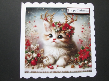 Christmas Antler Kitten by BELINDA ABRAHAM