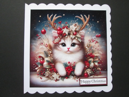 Christmas Antler Kitten by BELINDA ABRAHAM