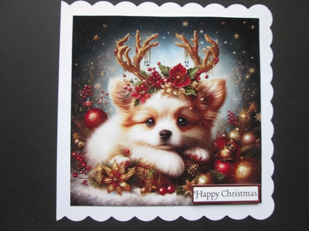 Christmas Antler Puppy by BELINDA ABRAHAM