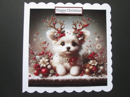 Christmas Antler Puppy by BELINDA ABRAHAM