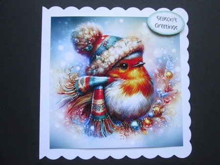 Christmas Hat & Scarf Robin by BELINDA ABRAHAM